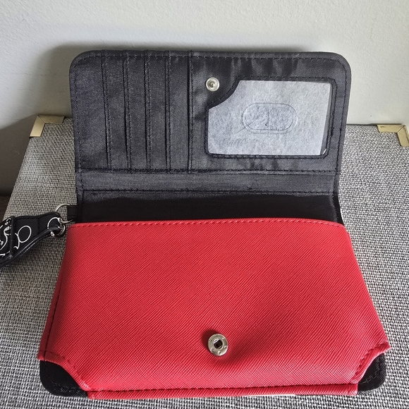 Disney Mickey Mouse Cell Phone Wallet Wristlet Case Black White Red - Picture 3 of 5